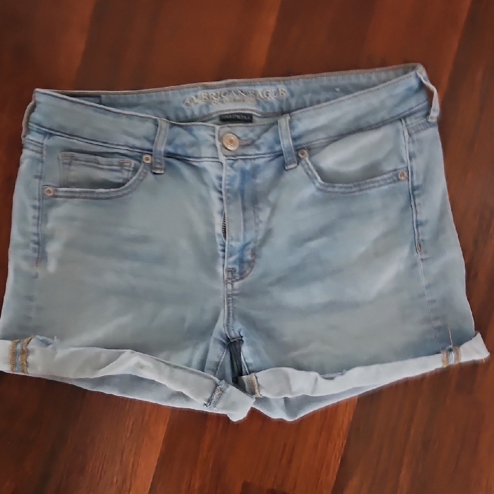 American Eagle Outfitters Blue Jean Shorts with Cuffed Hem